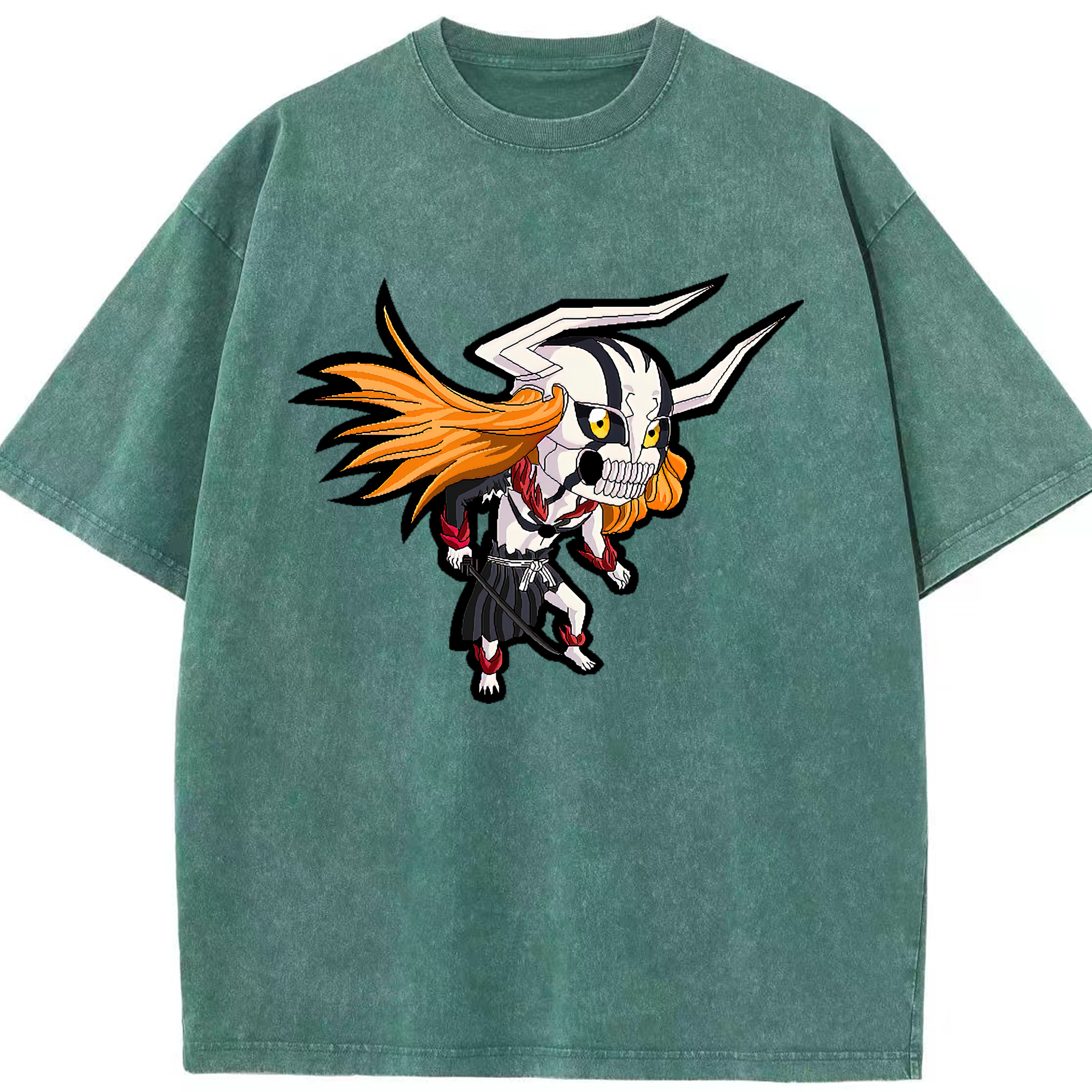 （画像用） ブリーチ 黒崎一護（くろさき いちご）BLEACH Kurosaki Ichigo 綿100% ヴィンテージ風 半袖Tシャツ（フロントプリント）